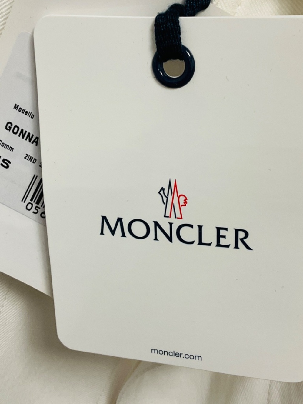 MONCLER WHITE COTTON WRAP MIDI SKIRT WITH LOGO BELT - Picture 5 of 7